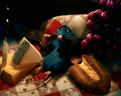 A Cartoon Mouse Is Sitting On A Checkered Picnic Blanket Holding A Glass Of Wine GIF