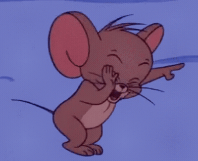 A Cartoon Mouse Is Standing On Its Hind Legs And Pointing At The Camera . GIF