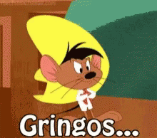 A Cartoon Mouse Is Wearing A Sombrero And Says Gringos GIF