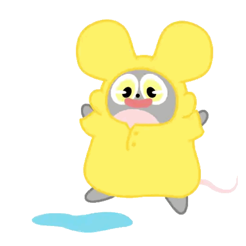 A Cartoon Mouse Wearing A Yellow Raincoat Is Jumping Into A Puddle Sticker