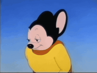A Cartoon Mouse Wearing A Yellow Sweater And Red Scarf GIF