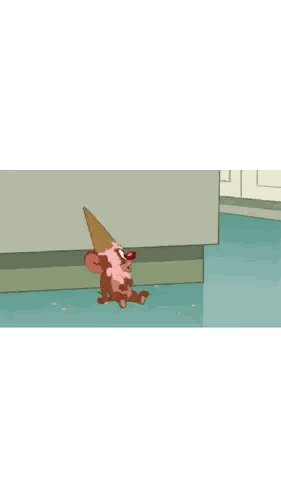 A Cartoon Mouse With Ice Cream On His Face Sticker