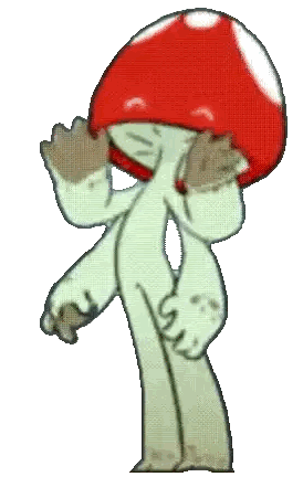 A Cartoon Mushroom With A Red Top Is Waving Sticker