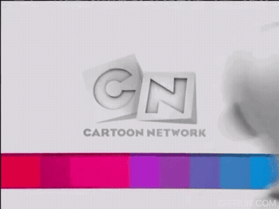 A Cartoon Network Logo Is Displayed On A White Background With A Purple And Blue Stripe . GIF