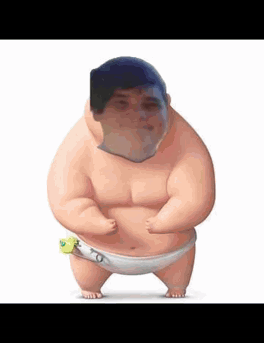 A Cartoon Of A Baby In A Diaper With A Pacifier Around His Neck . GIF