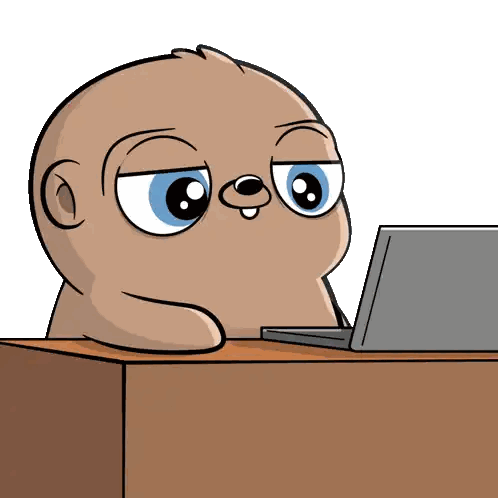 A Cartoon Of A Baby Sitting At A Desk With A Laptop Sticker