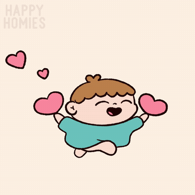 A Cartoon Of A Baby With Hearts Coming Out Of His Arms And The Words Happy Homies Written On The Bottom GIF