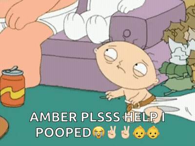 A Cartoon Of A Baby With The Words Amber Plss Help I Pooped GIF