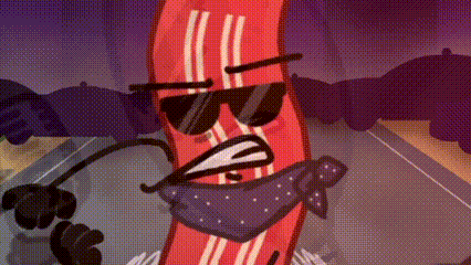 A Cartoon Of A Bacon Wearing Sunglasses And A Tie . GIF