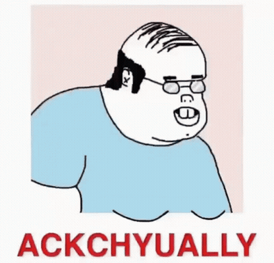 A Cartoon Of A Bald Man Wearing Glasses And A Blue Shirt With The Words Ackchyually . GIF