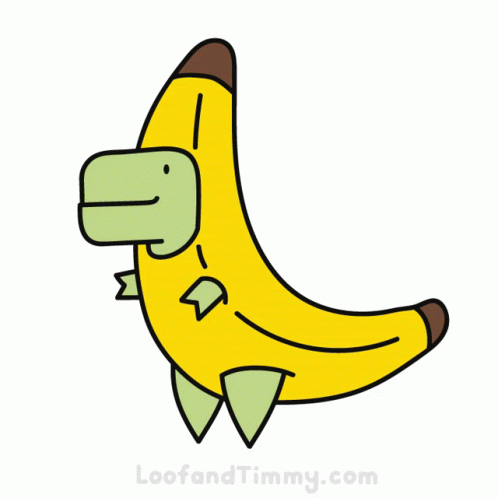 A Cartoon Of A Banana With A Green Head And Legs GIF