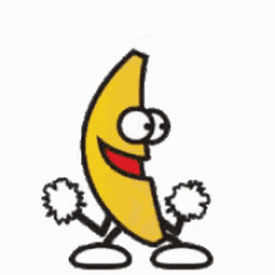 A Cartoon Of A Banana With Arms And Legs Is Cheering . GIF