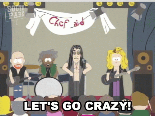 A Cartoon Of A Band With The Words Let 'S Go Crazy Below Them GIF