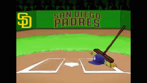 A Cartoon Of A Baseball Field With The San Diego Padres Logo GIF