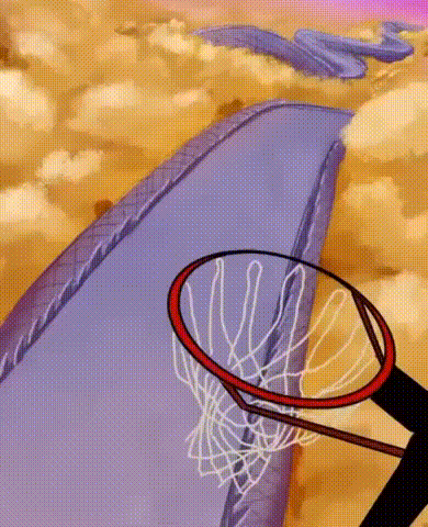 A Cartoon Of A Basketball Going Through A Net GIF