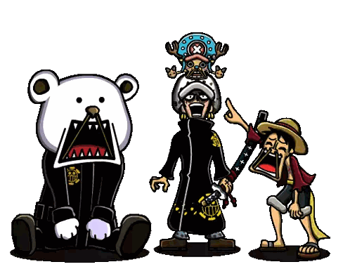 A Cartoon Of A Bear A Monkey D Luffy And A Chopper Sticker