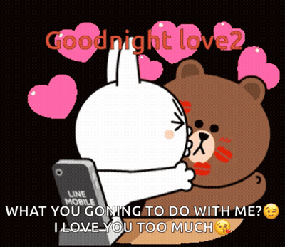 A Cartoon Of A Bear And A Rabbit Hugging With The Words Goodnight Love 2 GIF