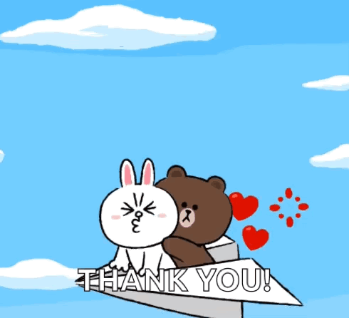 A Cartoon Of A Bear And A Rabbit Saying Yeah Thank You GIF