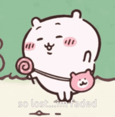 A Cartoon Of A Bear Holding A Lollipop And A Pink Cat Purse . GIF