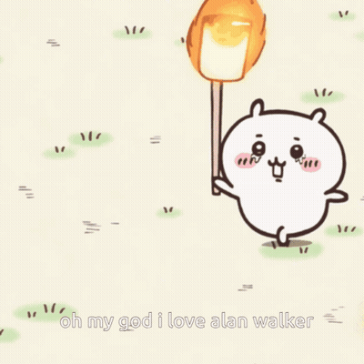 A Cartoon Of A Bear Holding A Torch With The Words Oh My God I Love Alan Walker Below It GIF