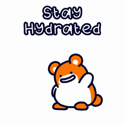 A Cartoon Of A Bear Holding A Water Bottle With The Words Stay Hydrated GIF