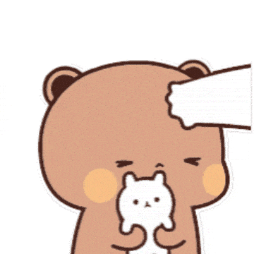 A Cartoon Of A Bear Holding A White Cat GIF
