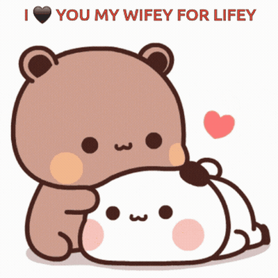 A Cartoon Of A Bear Hugging A Panda Bear With The Words " I Love You My Wifey For Lifey " GIF