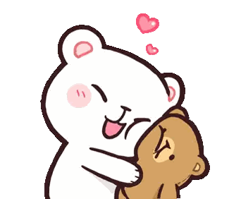 A Cartoon Of A Bear Hugging Another Bear Sticker