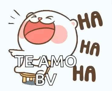 A Cartoon Of A Bear Laughing With The Words `` Te Amo '' Written On It . GIF