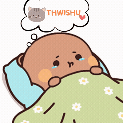 A Cartoon Of A Bear Laying In Bed With A Thought Bubble That Says Thwishu GIF