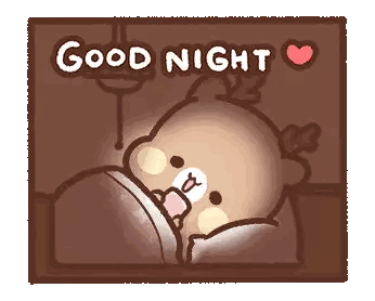 A Cartoon Of A Bear Laying In Bed With The Words Good Night Sticker
