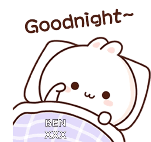 A Cartoon Of A Bear Laying In Bed With The Words Goodnight Ben Xxx GIF