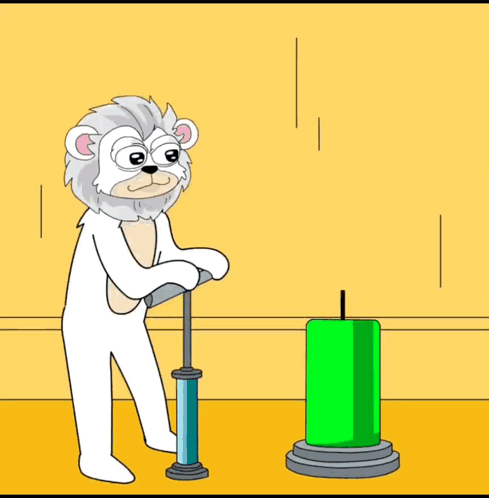 A Cartoon Of A Bear Pumping A Green Object GIF