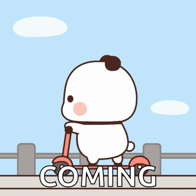 A Cartoon Of A Bear Riding A Scooter With The Word Coming Behind It GIF