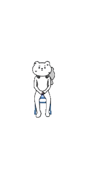 A Cartoon Of A Bear Sitting On A Stool Next To Another Bear . Sticker