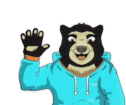 A Cartoon Of A Bear Wearing A Blue Hoodie Sticker
