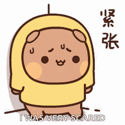 A Cartoon Of A Bear Wearing A Yellow Hoodie And Saying I Was Very Scared . GIF