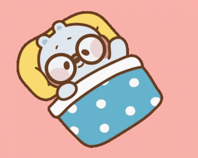 A Cartoon Of A Bear Wearing Glasses Sleeping On A Bed GIF