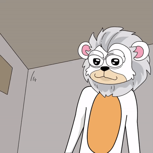 A Cartoon Of A Bear With A Lion 'S Mane GIF