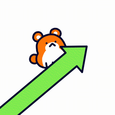 A Cartoon Of A Bear With An Arrow Pointing Upwards GIF