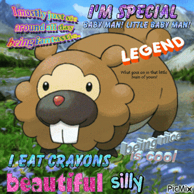 A Cartoon Of A Beaver Says I 'M Special Baby Man Little Baby Man I Eat Crayons Beautiful Silly GIF