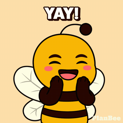 A Cartoon Of A Bee Says Yay GIF
