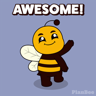 A Cartoon Of A Bee With The Words Awesome Written Above It GIF