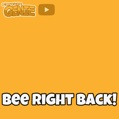 A Cartoon Of A Bee With The Words " Bee Right Back " Below It GIF
