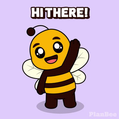 A Cartoon Of A Bee With The Words Hi There Behind It GIF