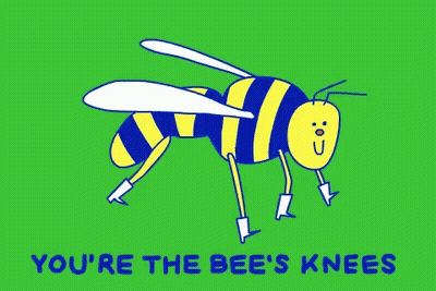 A Cartoon Of A Bee With The Words " You 'Re The Bee 'S Knees " GIF