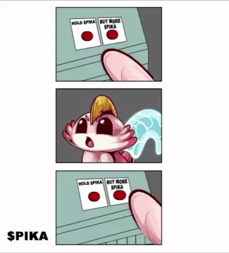 A Cartoon Of A Bird Pressing A Button That Says Hold Spika GIF