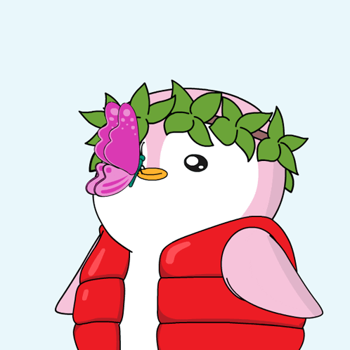 A Cartoon Of A Bird With A Butterfly In Its Beak GIF