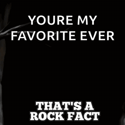 A Cartoon Of A Bird With Its Tongue Sticking Out And The Words " Youre My Favorite Ever That 'S A Rock Fact " GIF