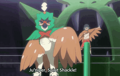 A Cartoon Of A Bird With The Words Juniper Spirit Shackle Written Below It GIF